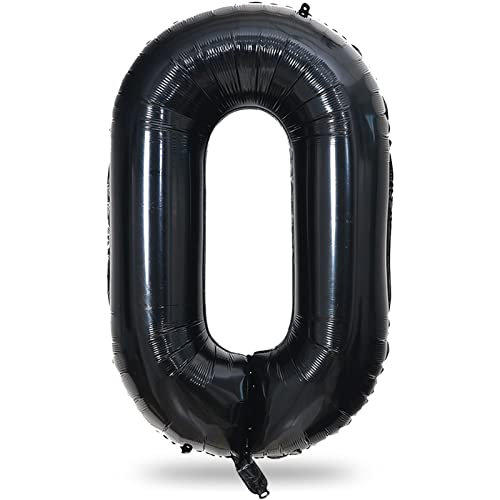 Folienballon Zahl 0 Schwarz, 101 cm XXL Zahlenballon 0, Kinder Mädchen Junge Ballon 0 Zahlen Luftballon 0. Geburtstag, Mann Frau 10. 20. 30. Jahre Geburtstagsdeko Jubiläum Deko, Fliegt mit Helium von Lingqiang