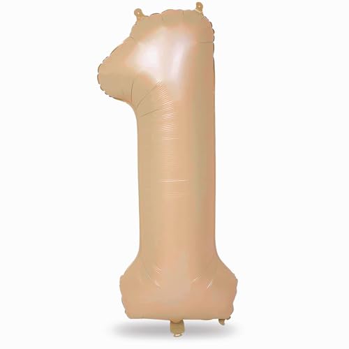 Folienballon Zahl 1 Braun, 101 cm XXL Beige Zahlenballon 1 für Mädchen Junge, Nude Zahlen Luftballon 1. Geburtstag Helium Ballon zum Mann Frau Babyparty Geburtstagsdeko Jubiläum Neujahr Boho Deko von Lingqiang