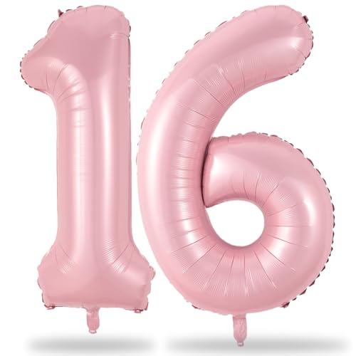 Folienballon Zahl 16 Pastell Rosa, 101cm Hell Pink Zahlen Luftballons 16, XXL Zahlenballon Helium 40 Zoll Rosa Ballons 16. Geburtstag für Frau Mädchen 16 Jahre Geburtstagsdeko Jubiläum Party Deko Folienballon Zahl 16 Pastell Rosa, 101cm Hell Pink Zahlen Luftballons 16, XXL Zahlenballon Helium 40 Zoll Rosa Ballons 16. Geburtstag für Frau Mädchen 16 Jahre Geburtstagsdeko Jubiläum Party Deko von Lingqiang