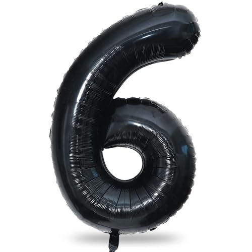 Folienballon Zahl 6 Schwarz, 101 cm Groß Luftballon 6. Geburtstag, XXL Zahlenballon 6 Geburtstagsdeko Ballon für Mädchen Junge, 40" Helium Luftballon Zahl 6 zum Mann Frau Jubiläum Party Dekoration von Lingqiang