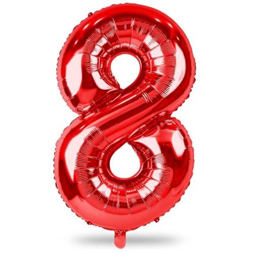 Folienballon Zahl 8 Rot, 101 cm Groß Luftballon 8. Geburtstag, XXL Zahlenballon 8 Geburtstagsdeko Ballon für Mädchen Junge, 40" Luftballon Zahl 8 zum Mann Frau Jubiläum Party Deko, Fliegt mit Helium Folienballon Zahl 8 Rot, 101 cm Groß Luftballon 8. Geburtstag, XXL Zahlenballon 8 Geburtstagsdeko Ballon für Mädchen Junge, 40" Luftballon Zahl 8 zum Mann Frau Jubiläum Party Deko, Fliegt mit Helium von Lingqiang