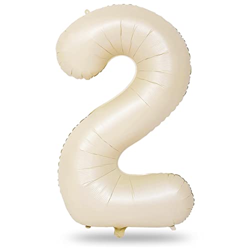 Geburtstag Zahlen Luftballon 2 jahre, 40" Groß Beige Folienballon Zahl 2 für Mädchen Junge, 101cm XXL Ballon 2. Geburtstagsdeko, Zahlenballon 2 zum Frau Jubiläum Neujahr Party Deko, Fliegt mit Helium Geburtstag Zahlen Luftballon 2 jahre, 40" Groß Beige Folienballon Zahl 2 für Mädchen Junge, 101cm XXL Ballon 2. Geburtstagsdeko, Zahlenballon 2 zum Frau Jubiläum Neujahr Party Deko, Fliegt mit Helium von Lingqiang