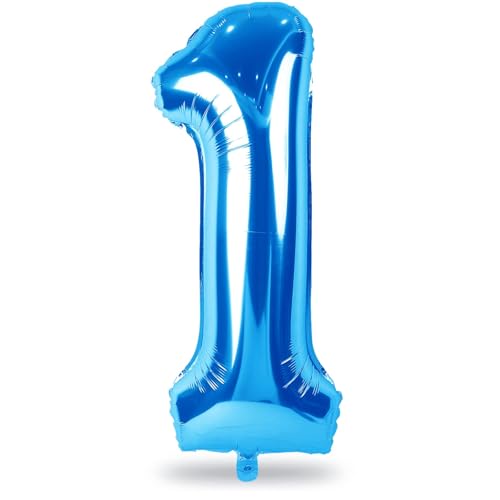 Luftballon 1. Geburtstag Blau, 40" XXL Zahl 1 Ballon für Junge, Groß Folienballon 1. Geburtstagsdeko, Groß Zahlen 1 Zahlenballon Deko zum Mann Kinder Jubiläum Party Dekoration, Fliegt mit Helium von Lingqiang