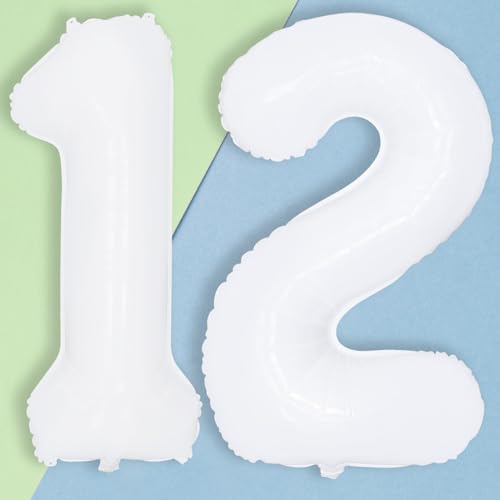 Luftballon 12. Geburtstag Deko, Weiß 40 Zoll Zahl 12 Luftballon für Junge, Riesen Weiss Folienballon Zahlen 1 & 2 Helium Ballon für Mädchen 12 Jahre 21 Geburtstagsdeko Jubiläum Party Dekoration Luftballon 12. Geburtstag Deko, Weiß 40 Zoll Zahl 12 Luftballon für Junge, Riesen Weiss Folienballon Zahlen 1 & 2 Helium Ballon für Mädchen 12 Jahre 21 Geburtstagsdeko Jubiläum Party Dekoration von Lingqiang