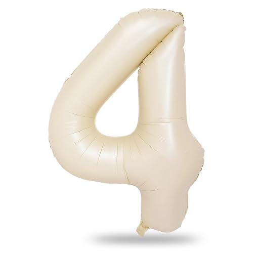Luftballon 4. Geburtstag, Folienballon Zahl 4 Beige, 40 Zoll Creme Weiß Zahlen 4 Ballon Geburtstagsdeko für Kinder Mädchen, Luftballon Zahl zum Mann Frau Neujahr Jubiläum Party Deko, Fliegt mit Helium Luftballon 4. Geburtstag, Folienballon Zahl 4 Beige, 40 Zoll Creme Weiß Zahlen 4 Ballon Geburtstagsdeko für Kinder Mädchen, Luftballon Zahl zum Mann Frau Neujahr Jubiläum Party Deko, Fliegt mit Helium von Lingqiang