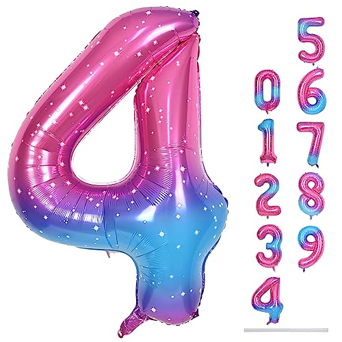 Luftballon 4. Geburtstag, Folienballon Zahl 4 Regenbogen, 40" Pink Rosa Blau Zahlen 4 Ballon Geburtstagsdeko für Kinder Mädchen, Bunt Luftballon Zahl zum Frau Jubiläum Party Deko, Fliegt mit Helium Luftballon 4. Geburtstag, Folienballon Zahl 4 Regenbogen, 40" Pink Rosa Blau Zahlen 4 Ballon Geburtstagsdeko für Kinder Mädchen, Bunt Luftballon Zahl zum Frau Jubiläum Party Deko, Fliegt mit Helium von Lingqiang