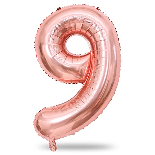 Luftballon 9. Geburtstag XXL Roségold, 40 Zoll Groß Zahl 9 Folienballon, 101cm Zahlen 9. Geburtstagsdeko Ballon für Mädchen, Zahlenballon 9 Deko zum Frau Jubiläum Dekoration, Fliegt mit Helium Luftballon 9. Geburtstag XXL Roségold, 40 Zoll Groß Zahl 9 Folienballon, 101cm Zahlen 9. Geburtstagsdeko Ballon für Mädchen, Zahlenballon 9 Deko zum Frau Jubiläum Dekoration, Fliegt mit Helium von Lingqiang