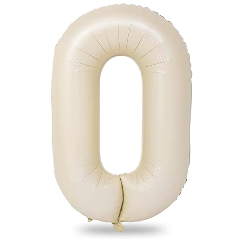Luftballon Geburtstag Zahl 0 Beige, 40" Riesen Folienballon Zahlen 0, 101cm Creme Weiß Zahlenballon 0 Geburtstagsdeko für Mädchen, Zahl 0 Helium Ballon zum Mann Frau Neujahr Jubiläum Boho Party Deko von Lingqiang