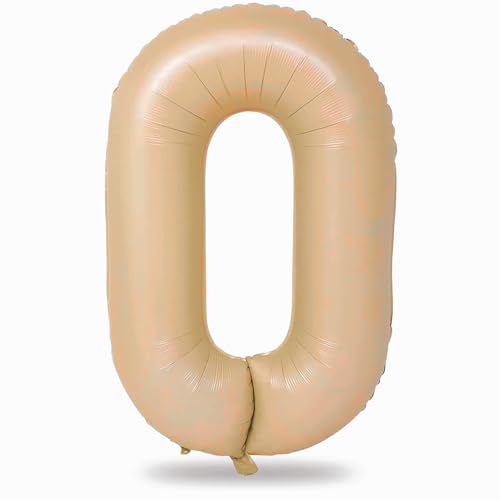 Luftballon Geburtstag Zahl 0 Braun, 40" Riesen Nude Folienballon Zahlen 0, 101cm Aprikose Zahlenballon 0 Geburtstagsdeko für Mädchen Junge, Boho Helium Ballon Zahl 0 Deko zum Mann Frau Jubiläum Party von Lingqiang