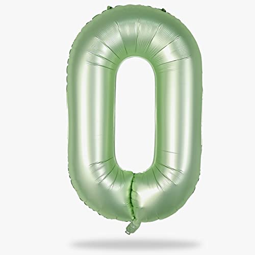 Luftballon Geburtstag Zahl 0 Salbeigrün, 40" Riesen Folienballon Zahlen 0, 101cm Retro Grün Zahlenballon 0 Geburtstagsdeko für Mädchen, Olivgrün Zahl 0 Helium Ballon zum Frau Jubiläum Boho Party Deko von Lingqiang