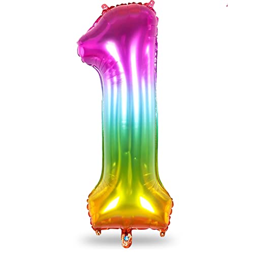 Luftballon Geburtstag Zahl 1 Regenbogen, 40" Riesen Bunt Folienballon Zahlen 1, 101cm XXL Zahlenballon 1. Geburtstagsdeko für Mädchen, Helium Ballon Zahl 1 Deko zum Kindergeburtstag Jubiläum Party Luftballon Geburtstag Zahl 1 Regenbogen, 40" Riesen Bunt Folienballon Zahlen 1, 101cm XXL Zahlenballon 1. Geburtstagsdeko für Mädchen, Helium Ballon Zahl 1 Deko zum Kindergeburtstag Jubiläum Party von Lingqiang
