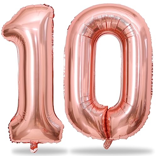 Luftballon Geburtstag Zahl 10 Roségold, 40" XXL Rosegold Folienballon Zahlen 12 Ballons, Nummer 1 und 2 Geburtstagsdeko Ballons für Mädchen Frau 12. Jubiläum Party Deko, Fliegt mit Helium Luftballon Geburtstag Zahl 10 Roségold, 40" XXL Rosegold Folienballon Zahlen 12 Ballons, Nummer 1 und 2 Geburtstagsdeko Ballons für Mädchen Frau 12. Jubiläum Party Deko, Fliegt mit Helium von Lingqiang