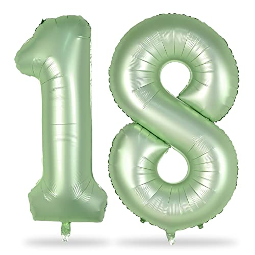 Luftballon Geburtstag Zahl 18 Salbeigrün, XXL Riesen Grün Folienballon Zahlen 1 und 8, Olivgrün 18 Jahre Geburtstagsdeko für Mädchen Junge 18. Geburtstag Frau Jubiläum Party Deko, Fliegt mit Helium Luftballon Geburtstag Zahl 18 Salbeigrün, XXL Riesen Grün Folienballon Zahlen 1 und 8, Olivgrün 18 Jahre Geburtstagsdeko für Mädchen Junge 18. Geburtstag Frau Jubiläum Party Deko, Fliegt mit Helium von Lingqiang