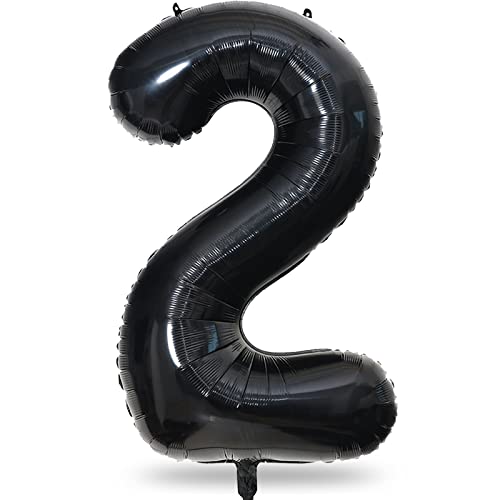 Luftballon Geburtstag Zahl 2 Schwarz, 40" Riesen Folienballon Zahlen 2, 101cm XXL Zahlenballon 2. Geburtstagsdeko für Mädchen Junge, Ballon Zahl 2 Deko zum Mann Frau Jubiläum, Fliegt mit Helium Luftballon Geburtstag Zahl 2 Schwarz, 40" Riesen Folienballon Zahlen 2, 101cm XXL Zahlenballon 2. Geburtstagsdeko für Mädchen Junge, Ballon Zahl 2 Deko zum Mann Frau Jubiläum, Fliegt mit Helium von Lingqiang