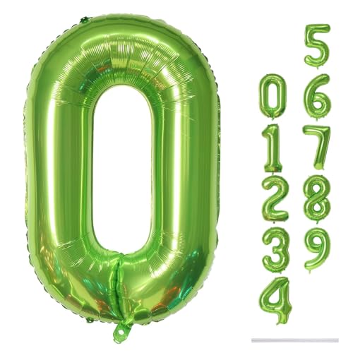Luftballon Zahl 0 Junge, 101 cm XXL Grün Folienballon 0 Zahlen Ballon für Mädchen Geburtstag, Groß Helium Zahlenballon 0 Geburtstagsdeko zum Mann Frau 10. 20. Jubiläum Kindergeburtstag Party Deko von Lingqiang