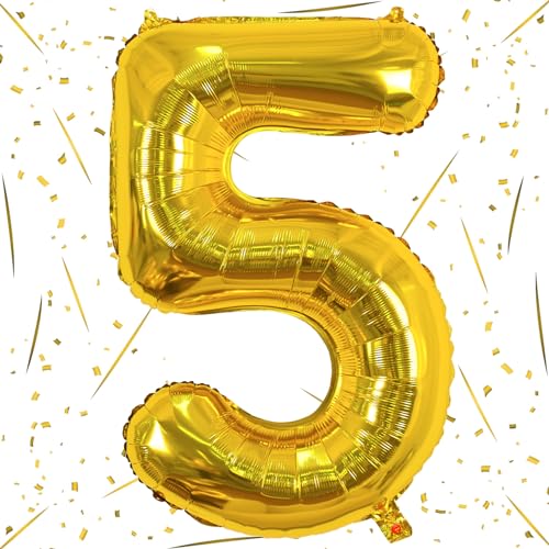 Luftballon Zahl 5 Mädchen, 101 cm XXL Gold Folienballon 5 Zahlen Ballon für Junge Geburtstag, Groß Helium Zahlenballon 5. 50. Geburtstagsdeko zum Mann Frau Jubiläum Kindergeburtstag Party Deko Luftballon Zahl 5 Mädchen, 101 cm XXL Gold Folienballon 5 Zahlen Ballon für Junge Geburtstag, Groß Helium Zahlenballon 5. 50. Geburtstagsdeko zum Mann Frau Jubiläum Kindergeburtstag Party Deko von Lingqiang