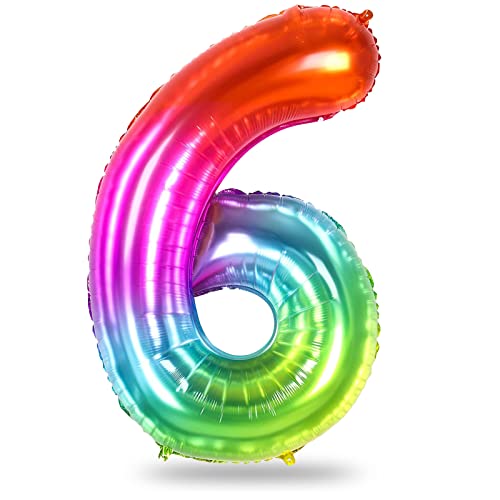 Luftballon Zahl 6 Mädchen, 101 cm XXL Regenbogen Folienballon 6 Zahlen Ballon für Kindergeburtstag, Groß Bunt Helium Zahlenballon 6. Geburtstag Deko zum Frau Jubiläum Geburtstagsdeko Party Dekoration Luftballon Zahl 6 Mädchen, 101 cm XXL Regenbogen Folienballon 6 Zahlen Ballon für Kindergeburtstag, Groß Bunt Helium Zahlenballon 6. Geburtstag Deko zum Frau Jubiläum Geburtstagsdeko Party Dekoration von Lingqiang