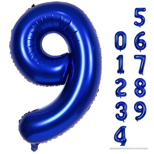 Luftballon Zahl 9 Junge, 101 cm XXL Navy Blau Folienballon 9 Zahlen Geburtstag Ballon, Groß Marineblau Helium Zahlenballon 9. Geburtstagsdeko zum Mann Jubiläum Kindergeburtstag Party Deko von Lingqiang