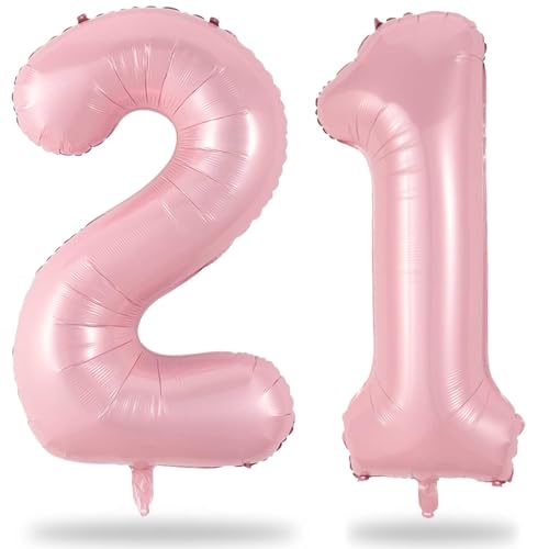 Rosa Geburtstag Zahlen Luftballon 21 Jahre, XXL Pastell Rosa Folienballon Zahl 21, 40'' Hell Pink Zahlenballon 21 Geburtstagsdeko Ballon für Frau 21. Geburtstag Jubiläum Party Deko, Fliegt mit Helium Rosa Geburtstag Zahlen Luftballon 21 Jahre, XXL Pastell Rosa Folienballon Zahl 21, 40'' Hell Pink Zahlenballon 21 Geburtstagsdeko Ballon für Frau 21. Geburtstag Jubiläum Party Deko, Fliegt mit Helium von Lingqiang