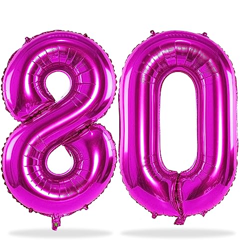 Rosa Luftballon Zahl 80, 40" Folienballons Zahlen 80 Ballons, Riesen Pink Deko 80. Geburtstag Luftballons für Frau 80. Geburtstagsdeko Jubiläum Party Dekoration, Fliegt mit Helium von Lingqiang