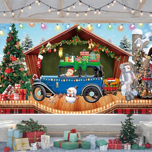 Weihnachten Banner Outdoor - Große Stoff Weihnachts Geschenk LKW Garage Hintergrund, Weihnachtsdeko für Draußen Wand Aussen Neujahr Party Deko, 185 x 110 cm Weihnachten Banner Outdoor - Große Stoff Weihnachts Geschenk LKW Garage Hintergrund, Weihnachtsdeko für Draußen Wand Aussen Neujahr Party Deko, 185 x 110 cm von Lingqiang