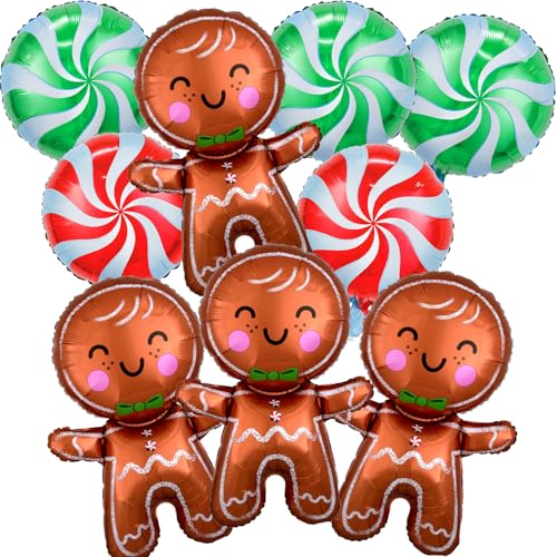 Weihnachts Luftballons Set, Weihnachten Deko Helium Ballons Braun Lebkuchenmann Rot Grün Süßigkeiten Bonbon Helium Folienballon, Weihnachtsdeko Weihnachtsballons für Kinder Christmas Party Dekoration Weihnachts Luftballons Set, Weihnachten Deko Helium Ballons Braun Lebkuchenmann Rot Grün Süßigkeiten Bonbon Helium Folienballon, Weihnachtsdeko Weihnachtsballons für Kinder Christmas Party Dekoration von Lingqiang