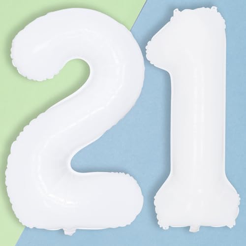 Weiß Geburtstag Zahlen Luftballon 21 Jahre, XXL Weiss Folienballon Zahl 21, 40 Zoll Zahlenballon 21 Geburtstagsdeko Ballon für Herren 21. Geburtstag Frau Jubiläum Party Deko, Fliegt mit Helium Weiß Geburtstag Zahlen Luftballon 21 Jahre, XXL Weiss Folienballon Zahl 21, 40 Zoll Zahlenballon 21 Geburtstagsdeko Ballon für Herren 21. Geburtstag Frau Jubiläum Party Deko, Fliegt mit Helium von Lingqiang