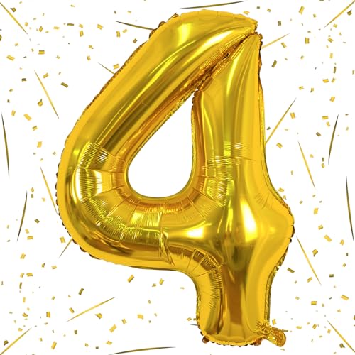 Zahlen Luftballon Gold, Groß Folienballon Zahl 4, 40 Zoll Zahlenballon 4 Helium Ballon, 101cm XXL Luftballon 4. Geburtstag für 4 Jahre Mädchen Junge Geburtstagsdeko Frau Mann Jubiläum Party Dekoration Zahlen Luftballon Gold, Groß Folienballon Zahl 4, 40 Zoll Zahlenballon 4 Helium Ballon, 101cm XXL Luftballon 4. Geburtstag für 4 Jahre Mädchen Junge Geburtstagsdeko Frau Mann Jubiläum Party Dekoration von Lingqiang