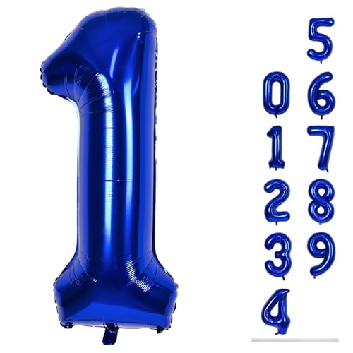 Zahlen Luftballon Navy Blau, 101cm Groß Dunkelblau Folienballon Zahl 1, 40 Zoll Zahlenballon 1 Helium Ballon, Marineblau Luftballon 1. Geburtstag für 1 Jahre Junge Babyparty Geburtstagsdeko Party Deko von Lingqiang