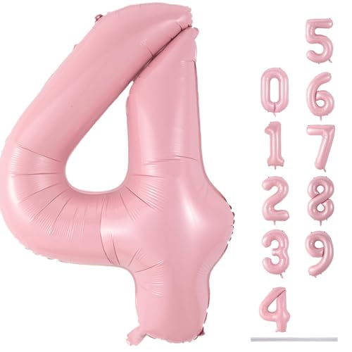 Zahlen Luftballon Rosa, Groß Pastell Rosa Folienballon Zahl 4, 40 Zoll Zahlenballon 4 Helium Ballon, XXL Hell Pink Luftballon 4. Geburtstag für 4 Jahre Mädchen Geburtstagsdeko Jubiläum Party Deko Zahlen Luftballon Rosa, Groß Pastell Rosa Folienballon Zahl 4, 40 Zoll Zahlenballon 4 Helium Ballon, XXL Hell Pink Luftballon 4. Geburtstag für 4 Jahre Mädchen Geburtstagsdeko Jubiläum Party Deko von Lingqiang
