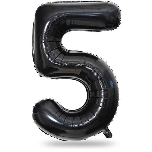 Zahlen Luftballon Schwarz, Groß Folienballon Zahl 5, 40 Zoll Zahlenballon 5 Helium Ballon, 101cm XXL Luftballon 5. Geburtstag für 5 Jahre Mädchen Junge Geburtstagsdeko Jubiläum Party Dekoration Zahlen Luftballon Schwarz, Groß Folienballon Zahl 5, 40 Zoll Zahlenballon 5 Helium Ballon, 101cm XXL Luftballon 5. Geburtstag für 5 Jahre Mädchen Junge Geburtstagsdeko Jubiläum Party Dekoration von Lingqiang