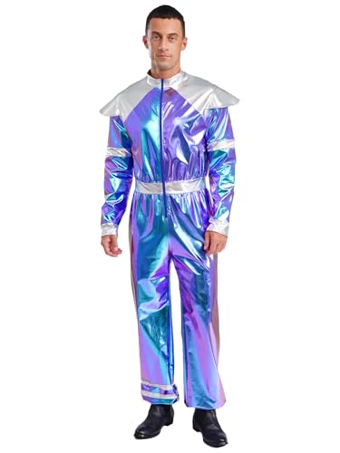 Linjinx Alien Kostüm Erwachsene Herren Astronaut Kostüm Anzug Overall Outfit Jumpsuit Glänzend Metallic Cosplay für Karneval Halloween Blau 3XL Linjinx Alien Kostüm Erwachsene Herren Astronaut Kostüm Anzug Overall Outfit Jumpsuit Glänzend Metallic Cosplay für Karneval Halloween Blau 3XL von Linjinx