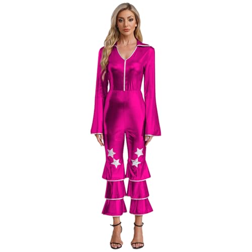 Linjinx Damen 70er 80er Jahre Disco Outfit Metallic Jumpsuit Schlaghose Disco Hippie Kostüm Karneval Fasching Gogo Rave Outfit Hot Pink 3XL Linjinx Damen 70er 80er Jahre Disco Outfit Metallic Jumpsuit Schlaghose Disco Hippie Kostüm Karneval Fasching Gogo Rave Outfit Hot Pink 3XL von Linjinx