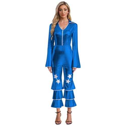 Linjinx Damen 70er 80er Jahre Disco Outfit Metallic Jumpsuit Schlaghose Disco Hippie Kostüm Karneval Fasching Gogo Rave Outfit Königsblau M Linjinx Damen 70er 80er Jahre Disco Outfit Metallic Jumpsuit Schlaghose Disco Hippie Kostüm Karneval Fasching Gogo Rave Outfit Königsblau M von Linjinx