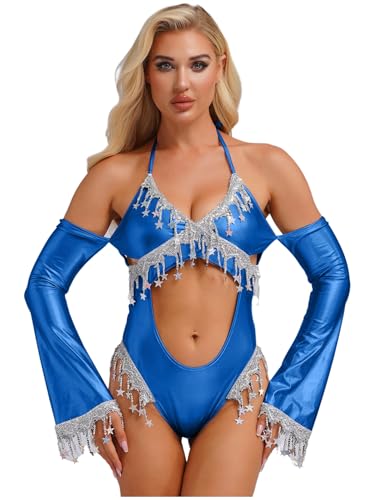 Linjinx Damen Glänzend Bodysuit Wetlook Bodys Rückfreier Jumpsuit Neckholder Einteiliger Cut-Outs Overall Nachtclub Outfit Königsblau 3XL Linjinx Damen Glänzend Bodysuit Wetlook Bodys Rückfreier Jumpsuit Neckholder Einteiliger Cut-Outs Overall Nachtclub Outfit Königsblau 3XL von Linjinx