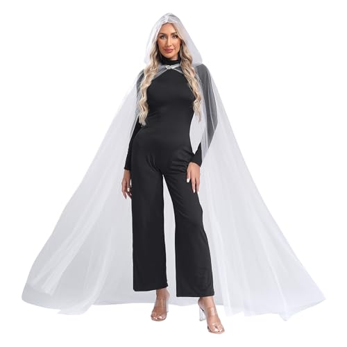 Linjinx Damen Maxi Kleid Lang Mesh Kapuzen Umhang Robe Bodenlang Robe Gothic Tunika Cape Durchsichtig Mantel Jacke Halloween Kostüm Zubehör Weiß S Linjinx Damen Maxi Kleid Lang Mesh Kapuzen Umhang Robe Bodenlang Robe Gothic Tunika Cape Durchsichtig Mantel Jacke Halloween Kostüm Zubehör Weiß S von Linjinx