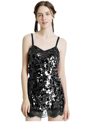 Linjinx Damen Metallic Kleid Slim Fit Partykleid Tube Club Cocktailkleid Rückenfrei Minikleid Spaghetti Trägerkleid Clubwear Schwarz XL Linjinx Damen Metallic Kleid Slim Fit Partykleid Tube Club Cocktailkleid Rückenfrei Minikleid Spaghetti Trägerkleid Clubwear Schwarz XL von Linjinx