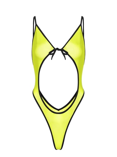 Linjinx Damen Transparent Body Ouvert Bodysuit Offener Schritt Stringbody V-Ausschnitt Unterwäsche Fruaen Neckholder Negligee Leuchtendes Grün M Linjinx Damen Transparent Body Ouvert Bodysuit Offener Schritt Stringbody V-Ausschnitt Unterwäsche Fruaen Neckholder Negligee Leuchtendes Grün M von Linjinx