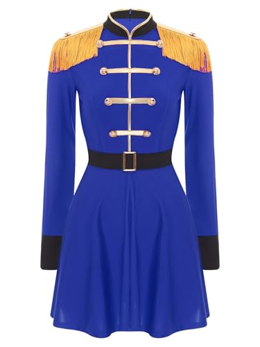 Linjinx Damen Zirkusdirektor Kostüm Langarm Zirkus Kleid mit Gürtel Quasten im Shulter Minikleid Halloween Karneval Kostüm Blau 4XL Linjinx Damen Zirkusdirektor Kostüm Langarm Zirkus Kleid mit Gürtel Quasten im Shulter Minikleid Halloween Karneval Kostüm Blau 4XL von Linjinx