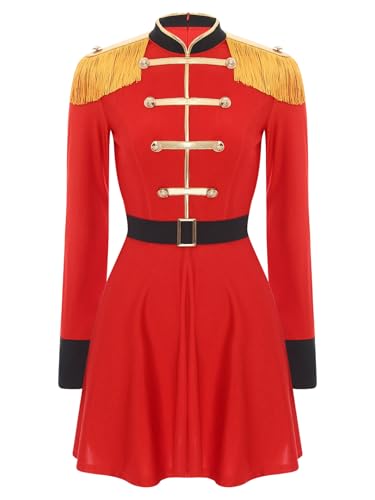 Linjinx Damen Zirkusdirektor Kostüm Langarm Zirkus Kleid mit Gürtel Quasten im Shulter Minikleid Halloween Karneval Kostüm Rot 3XL Linjinx Damen Zirkusdirektor Kostüm Langarm Zirkus Kleid mit Gürtel Quasten im Shulter Minikleid Halloween Karneval Kostüm Rot 3XL von Linjinx