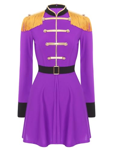 Linjinx Damen Zirkusdirektor Kostüm Langarm Zirkus Kleid mit Gürtel Quasten im Shulter Minikleid Halloween Karneval Kostüm Violett M Linjinx Damen Zirkusdirektor Kostüm Langarm Zirkus Kleid mit Gürtel Quasten im Shulter Minikleid Halloween Karneval Kostüm Violett M von Linjinx