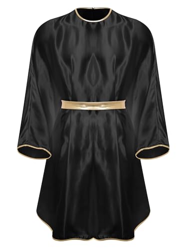 Linjinx Erwachsene Herren Engel Kostüm Weiß Kleid Engels Kostüm Engelchen Robe Schwarzer Dämon Tunika Greek Dress Up Cosplay Halloween Karneval Schwarz S von Linjinx