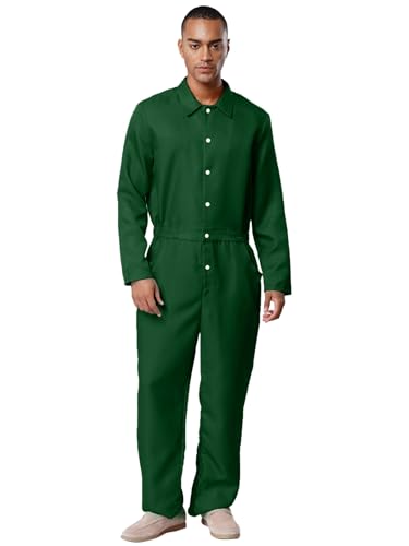 Linjinx Gefängnis Kostüm Herren Kostüm Häftling Gefangener Sträfling Prisoner Overall Jumpsuit für Erwachsener Faschingskostüme Grün XL von Linjinx
