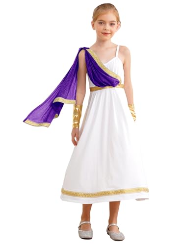 Linjinx Griechische Göttin Kostüm Set für Kinder Mädchen Römische Toga Antike Griechen Kleidung Anmutiges Kleid Halloween Fasching Mottoparty Outfit Lila 146-152 Linjinx Griechische Göttin Kostüm Set für Kinder Mädchen Römische Toga Antike Griechen Kleidung Anmutiges Kleid Halloween Fasching Mottoparty Outfit Lila 146-152 von Linjinx
