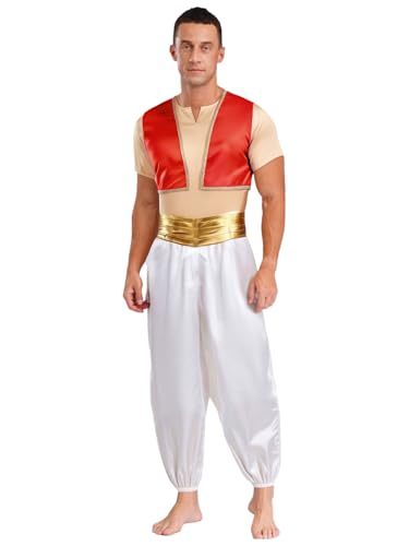 Linjinx Herren Arabischer Prinz Kostüm Kleid Weste Arabischer Gilet Ärmellos O+Pumphose+Kurzarm T-Shirt Halloween Fasching Party Outfits Rot 4XL Linjinx Herren Arabischer Prinz Kostüm Kleid Weste Arabischer Gilet Ärmellos O+Pumphose+Kurzarm T-Shirt Halloween Fasching Party Outfits Rot 4XL von Linjinx