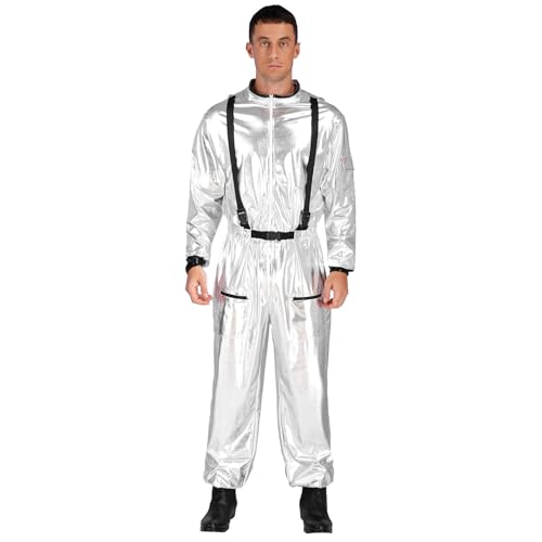 Linjinx Herren Astronaut Kostüm Raumfahrer Metallic Glänzend Jumpsuit Overall Langarm Raumanzug Weltall Outfit Halloween Karneval Verkleidung Silber XL Linjinx Herren Astronaut Kostüm Raumfahrer Metallic Glänzend Jumpsuit Overall Langarm Raumanzug Weltall Outfit Halloween Karneval Verkleidung Silber XL von Linjinx