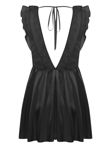 Linjinx Herren Crossdresser Outfits Sissy Minikleid Hohe Taille Nachthemd Tiefe V-Ausschnitt Kleid Männer Schlafkleid Schwarz 3XL Linjinx Herren Crossdresser Outfits Sissy Minikleid Hohe Taille Nachthemd Tiefe V-Ausschnitt Kleid Männer Schlafkleid Schwarz 3XL von Linjinx