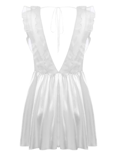 Linjinx Herren Crossdresser Outfits Sissy Minikleid Hohe Taille Nachthemd Tiefe V-Ausschnitt Kleid Männer Schlafkleid Weiß M Linjinx Herren Crossdresser Outfits Sissy Minikleid Hohe Taille Nachthemd Tiefe V-Ausschnitt Kleid Männer Schlafkleid Weiß M von Linjinx