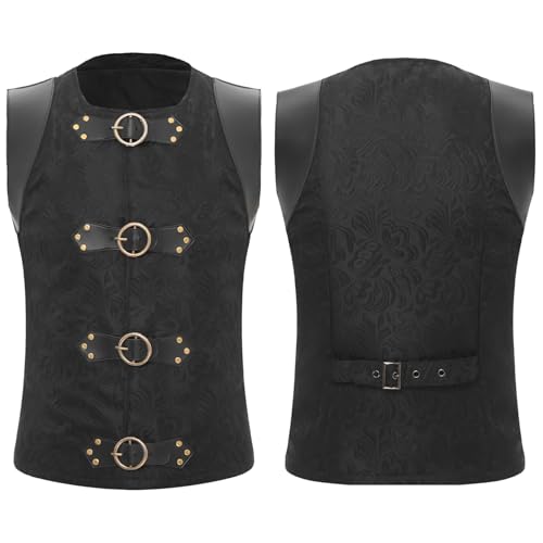 Linjinx Herren Mittelalterlich Viktorianisch Kostüm Jacke Gothic Steampunk Weste Halloween Karneval Kostüm Schwarz M von Linjinx