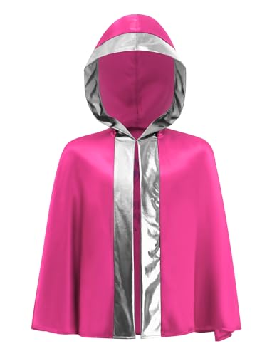 Linjinx Kinder Jungen Boxer Mantel Langarm-Box-Robe Umhang mit Kapuze Boxermantel Kapuzenumhang Cape Kickboxen Muay Thai Training Robe Pink Silber 122-128 von Linjinx